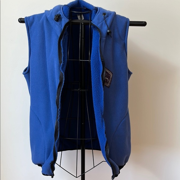 Atmosphere Mountainworks Laramie Wyoming Blue Men’s Hooded Vest w/ side pockets - Picture 1 of 4